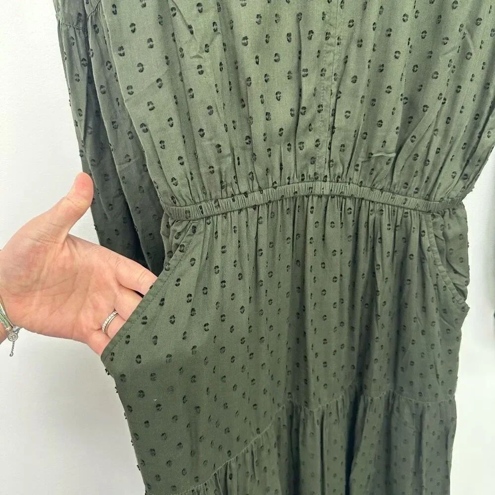 Garnet Hill Women’s Nori Pine Green Ballad Swiss-Dot Maxi Dress - Picture 11 of 13